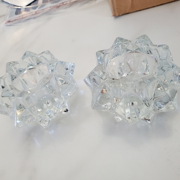 2  Star Burst Glass Votive Tealight Candle Holders - Picture 4 of 12